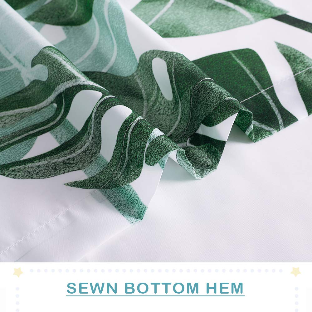 KGORGE Bathroom Shower Curtains - Tropical Plant Printed Waterproof Shower Curtain Extra Long Bath Decor for Bath Tub Toilet Hotel Spa French Door  W72 x L78 inch with Hooks